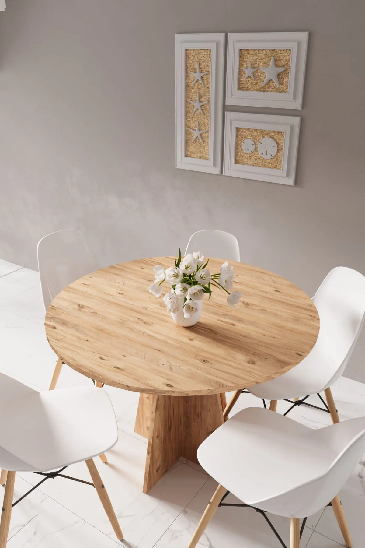 Modern Yuvarlak 100cm Yemek Masası-mutfak Masası Atlantik Çam (SANDALYELER TEMSİLİDİR)