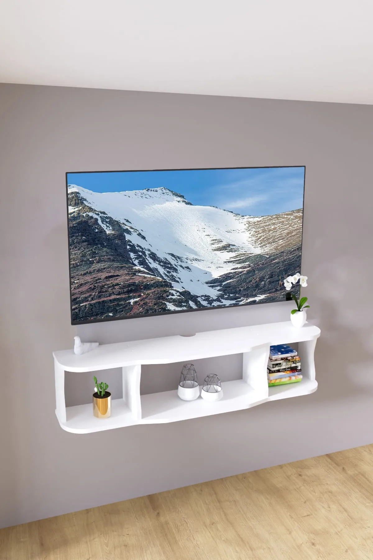120cm Ayaksız Duvara Monteli Tv Ünitesi Mat Beyaz