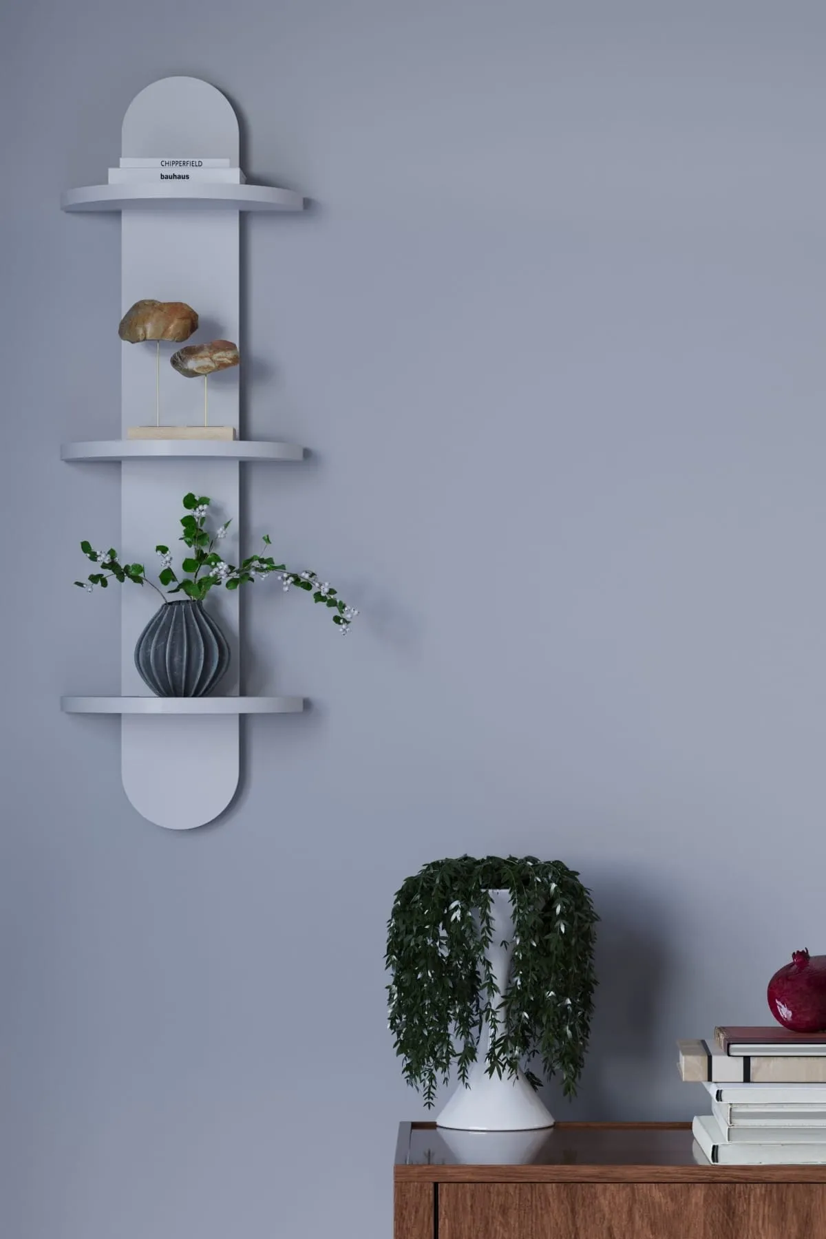 Çok Amaçlı Duvar Rafı Oval Beyaz