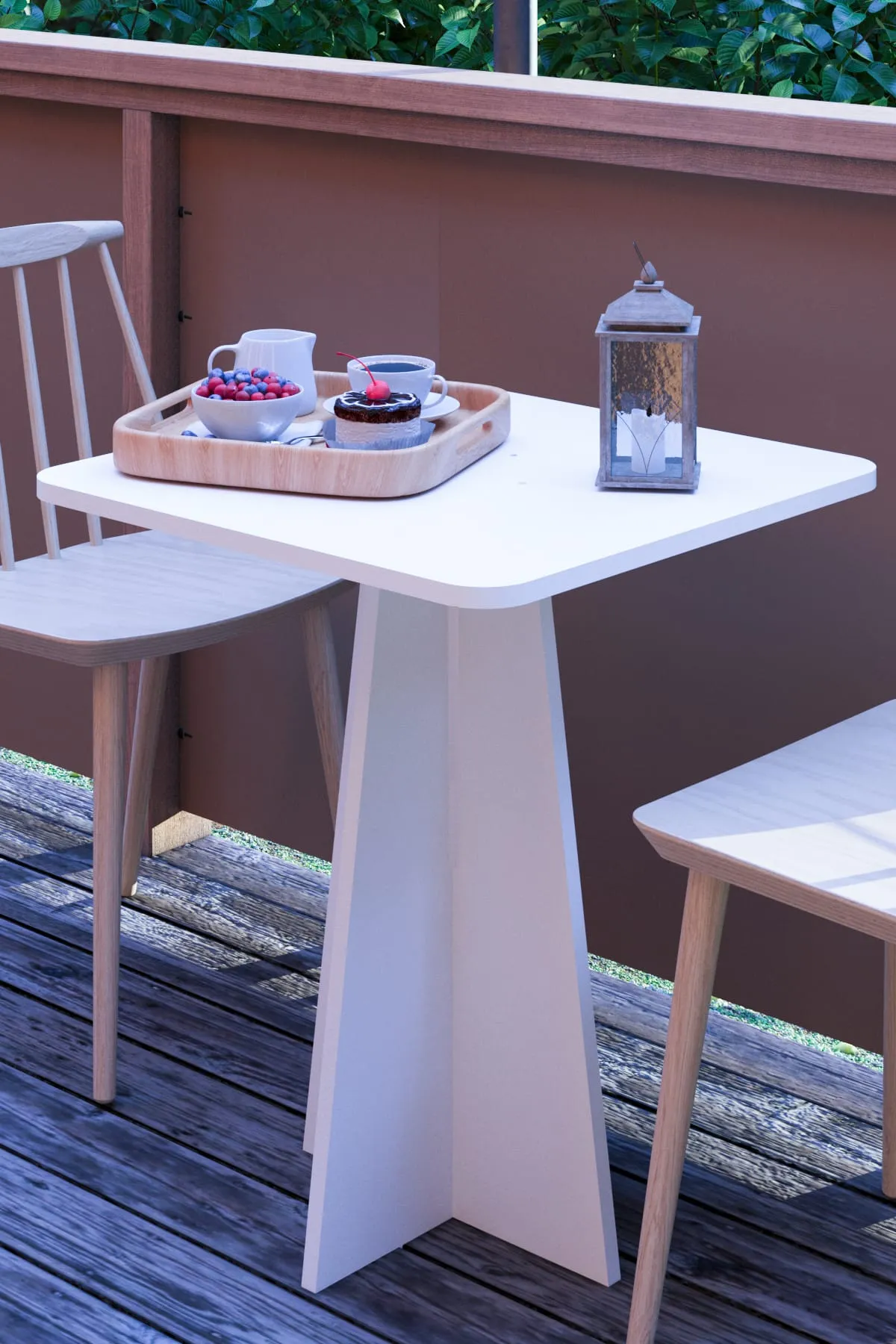 Modern 60cm Kare Yemek Masası-Balkon Masası-Mutfak Masası Beyaz (SANDALYELER TEMSİLİDİR)